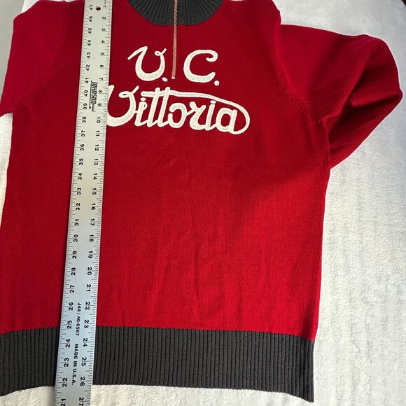 Woolistic Fine Merino Sportswear U.C. Vittoria Red 1/4 Zip Sweater Medium Unisex - Picture 7 of 7